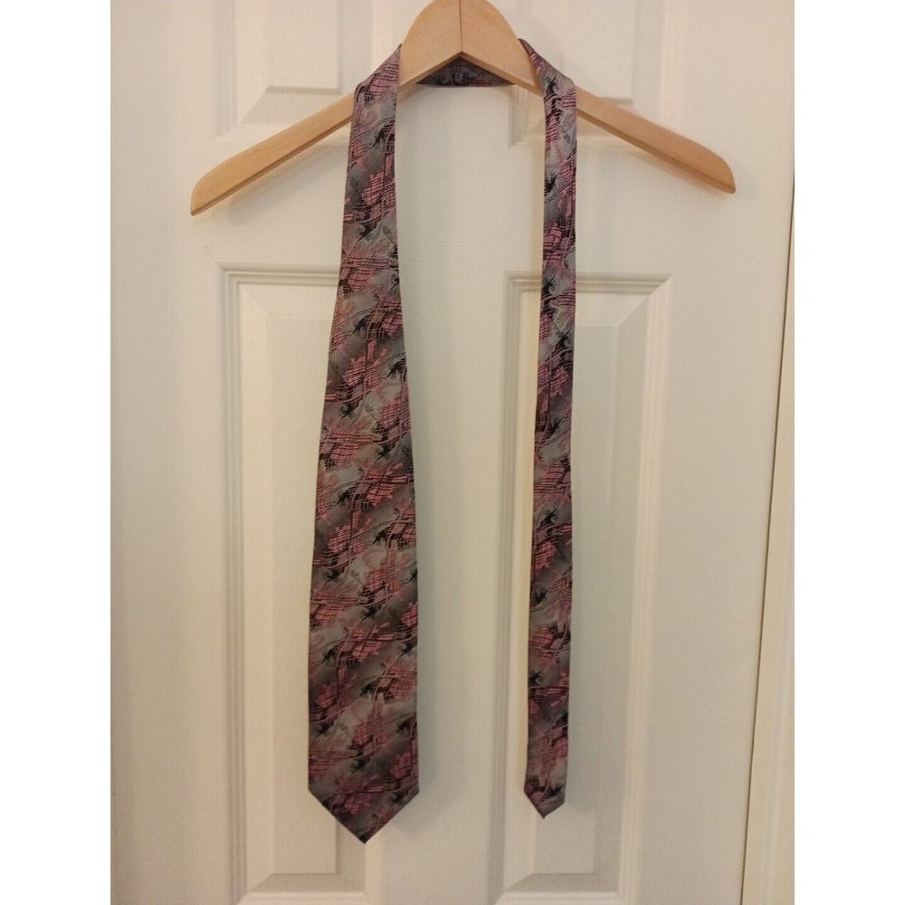 Men's Luciano Gatti Sophisticated Made In Italy 100% Silk Black/Pink Neck Tie